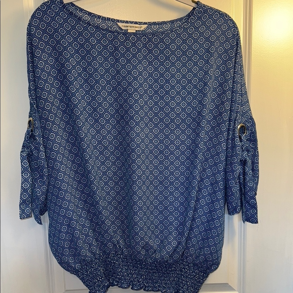Counterparts Blue 3/4 Sleeve Relaxed Blouse
